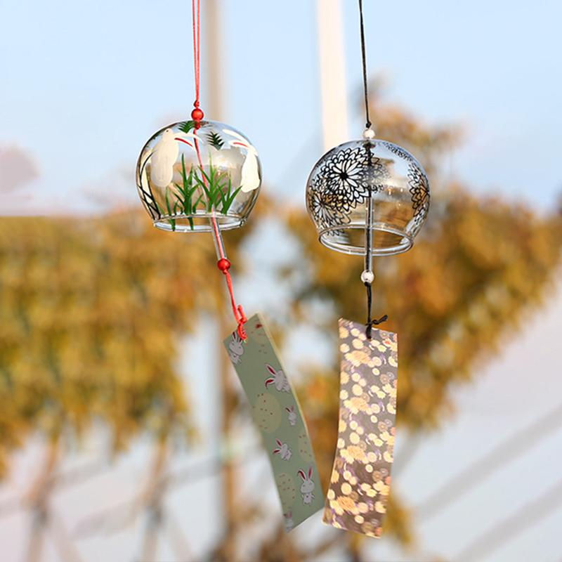 Japanese Wind Chimes Decorative Glass Wind Bell Home Doorbell Ornament Outdoor Garden Pendants Accessorie Room Decor