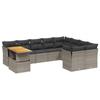 10 Piece Grey Garden Sofa Set with Cushions Poly Rattan
