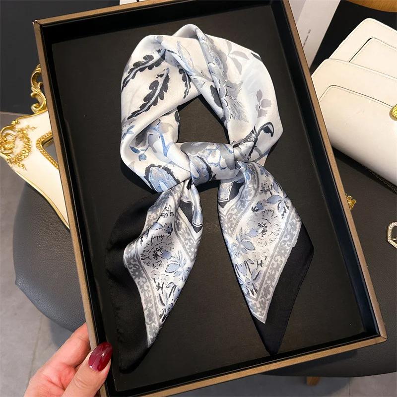 Модный платок из шелка с принтом пейсли, роскошный брендовый, квадратный 70 см, женские атласные шали, шейный платок, платки-банданы, хиджаб для волос, цветочный