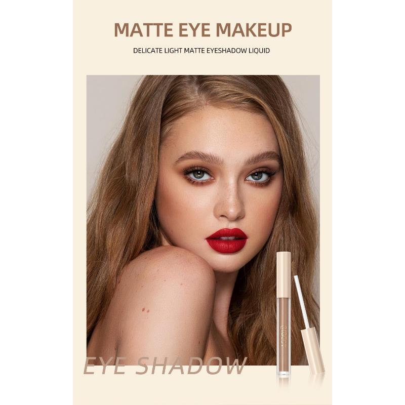 QIBEST Matte Liquid Eyeshadow Liquid Matte Finish Face Nude Earth Color Three-dimensional Eye Cheeks