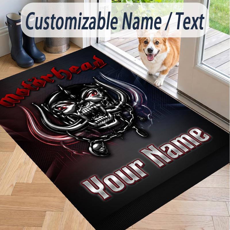 Custom Text Printed Rug Motorhead Non Slip Floor Carpet For Home Room Decor