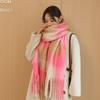 AC INS Style Mohair Checkered Shawl Scarf - Autumn/Winter, Tassel, Contrast Color