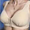 Breathable Plus Size Front Clasp Bra Wire Free Push Up Full Cup Wrapped Soft Bralette for Women