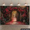 2D Red Flower Archway Backdrop Garden Wedding Photography Background Banner