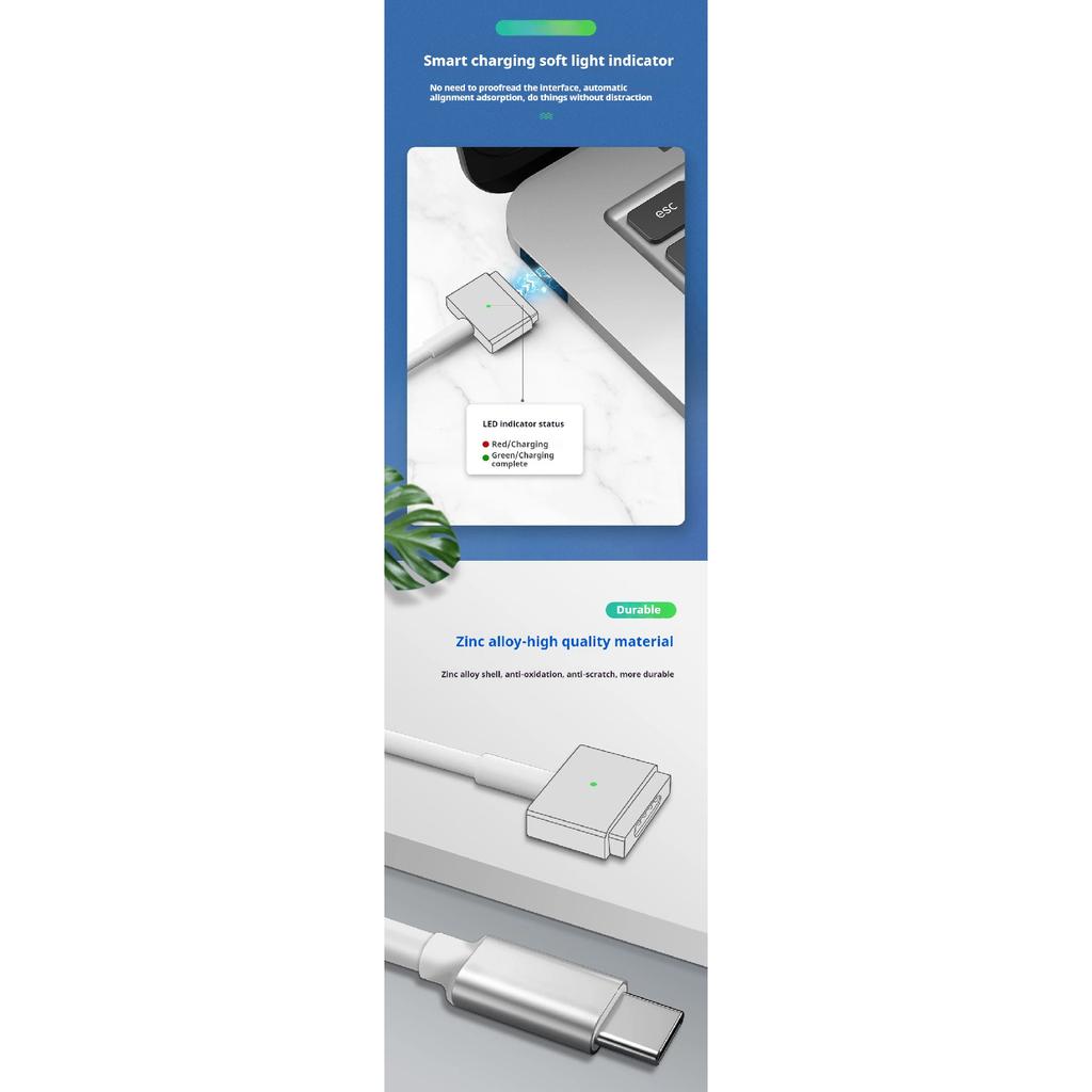 Type-C (USB-C) Для Magsafe1 и 2 Кабель для быстрой зарядки Магнитная L / T-образная головка Для MacBook Air / Pro