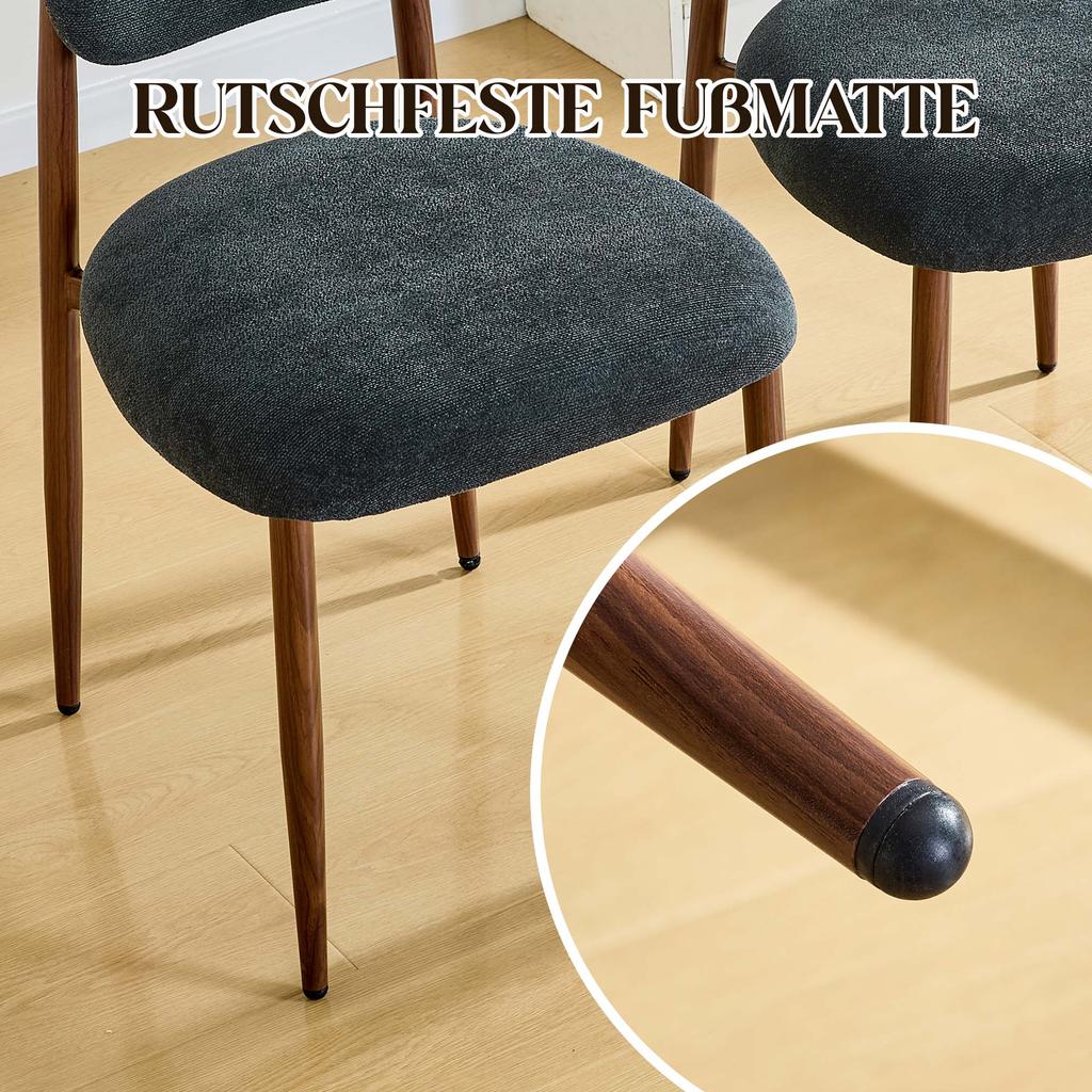 Dining Chair Set of Bed Linen (2 pieces), Upholstered Kitchen Chair without Armrests, Modern Dining Chair with Curved Backrests