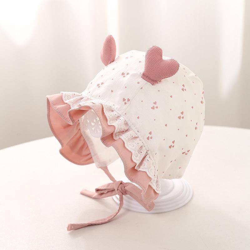 Шляпа для девочки с цветочным принтом, кружевной отделкой и защитой ушей для весны/лета