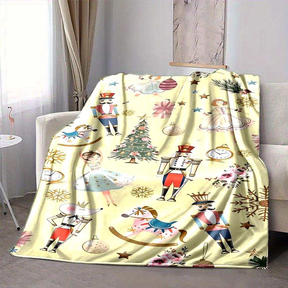 1Pc Christmas Nutcracker Party Blanket Soft And Comfortable Casual Warm Camping Travel Christmas Halloween Gift M91719