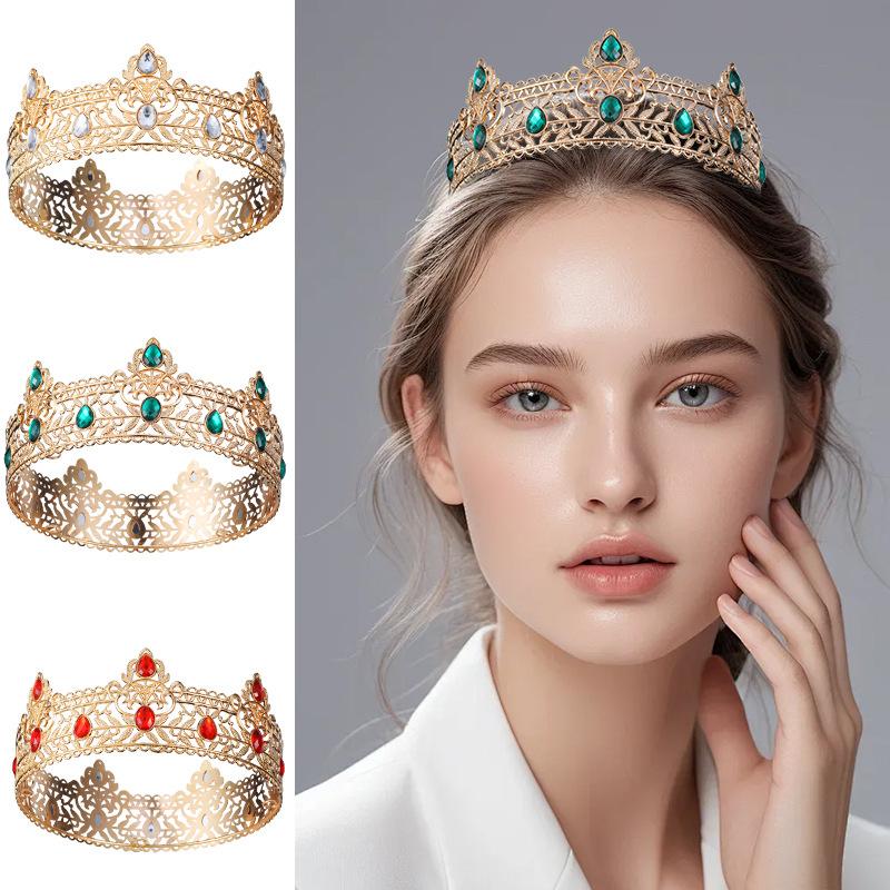 Men's Golden King Crown Tiara Adult Birthday Crown Halloween Stage Opera Performance Unisex