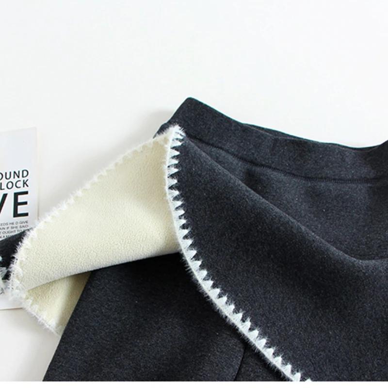 Зимние леггинсы для девочек, брюки, детские брюки, флисовые леггинсы для девочек, толстые теплые ложные брюки из двух предметов, детские юбки, брюки, брюки