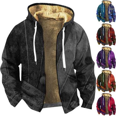 Мужская куртка с принтом в стиле ретро, ​​мужская весенне-осенняя повседневная трендовая куртка на молнии с капюшоном