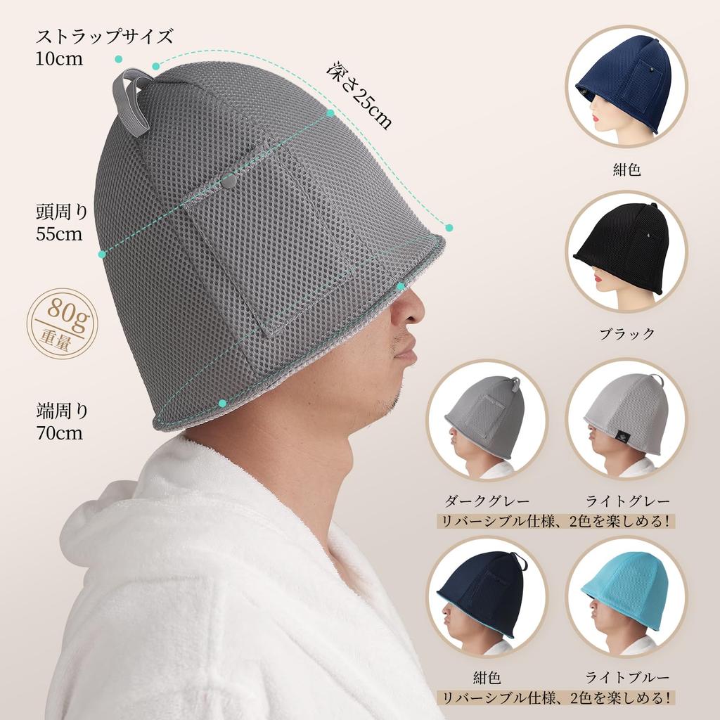 Sauna Hat Mesh Double Layered Sauna Hat Lightweight Quick Drying Large Deep Deep Sauna Hat Washable [PR0TINLEG] Men's Women's Non-stuffy (Light Gray)
