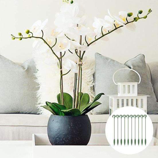 10 шт. колья для поддержки растений с зажимами Амариллис Клетка для растений Поддержка сада с одним стеблем Цветочная опора для томатной орхидеи Лили Пион Роза