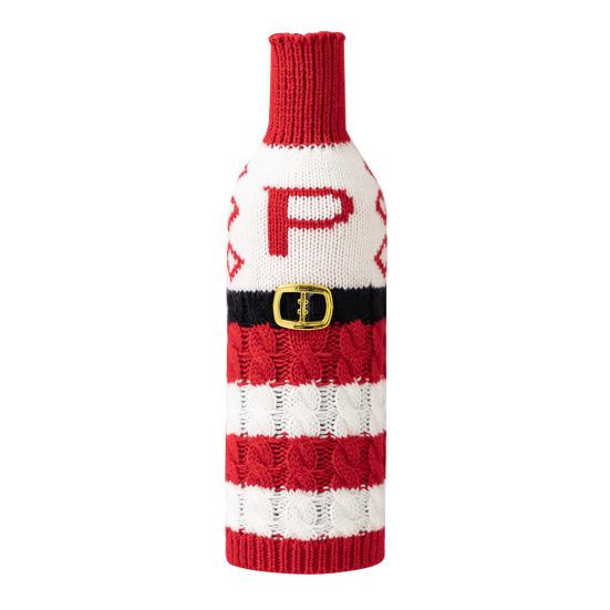 Рождественский чехол для бутылки вина, многоразовый вязаный чехол с буквами, праздничный декор стола