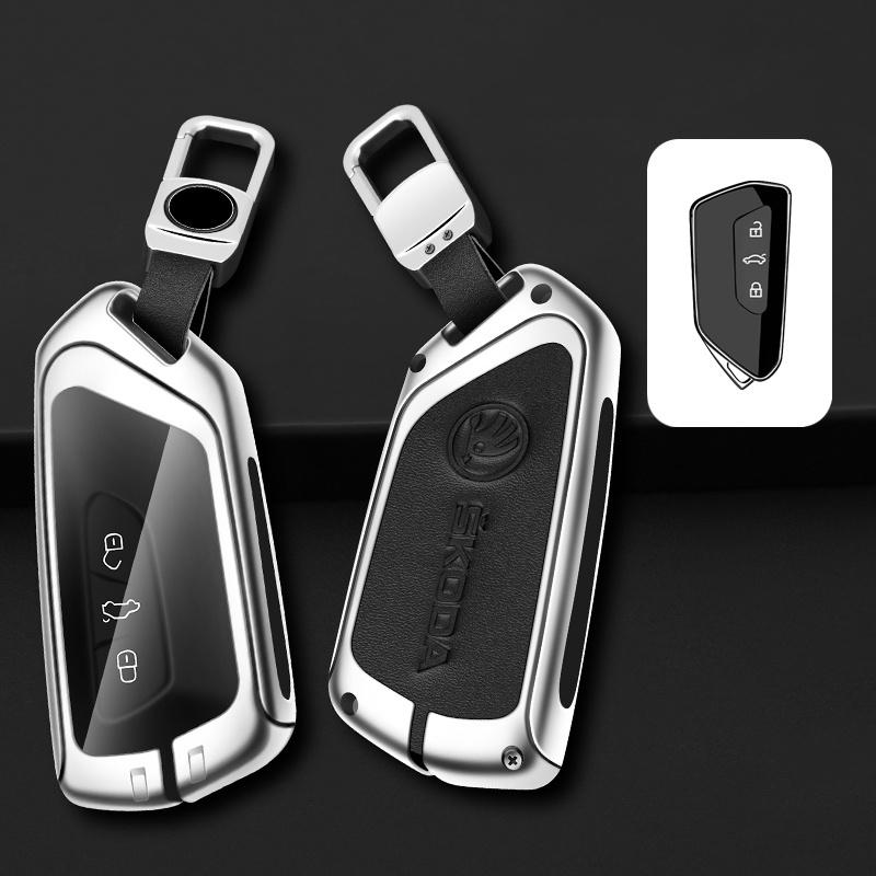 CAPR9 Zinc Alloy Car Smart Remote Key Case Bag Cover Protector Holder Shell For Skoda Octavia 4 8 A8 2020 2021 Keychain Accessories