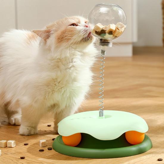 Interactive Cat Treats Dispenser Toy Leaking Food Ball Pet Feeder Toy Puzzle Pet Slow Feeder with Ball Track for Indoor Cats Dogs