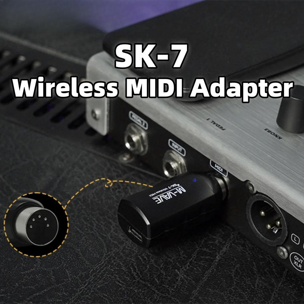 SK7 2.4Ghz Wireless MIDI Adapter|Low Latency|Plug & Play|≤15 Meters Transmission| 25-Hour Battery Life|USB-C Recharge