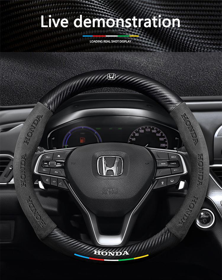 1 шт. Автомобильная накладка на руль из углеродного волокна для Honda Civic FIT CRV Accord Jazz HRV, нескользящая накладка на руль для интерьера автомобиля