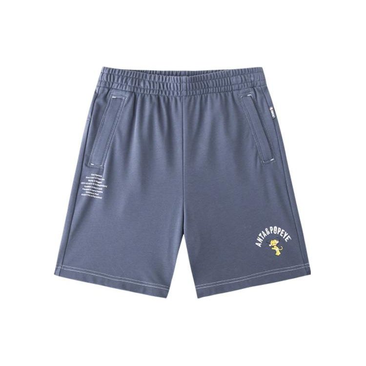 Anta X Popeye Collaboration Life Series Printed Letter Mid-Rise Breathable Straight Casual Shorts Men shorts Gray 152428330-2