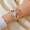 No Gift Box Fashion Heart-shaped Diamond Hollow Bracelet Flower Diamond Watch Diamond Four-leaf Clover Bracelet 3 Sets