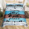 Hand Painted Mountain Decor Duvet Cover Set Queen King Size Happy Camping Kids Bedding For Boys Girls 3 Pcs With 2 Pillowcases
