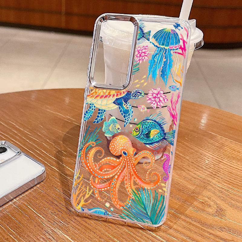 Чехол для телефона с медузами и морскими звездами для Samsung Galaxy S26 S25 S24 S23 Ultra S24 S25 FE A17 A57 A56 A16 A55 A37 A36 5G Прозрачный ТПУ чехол