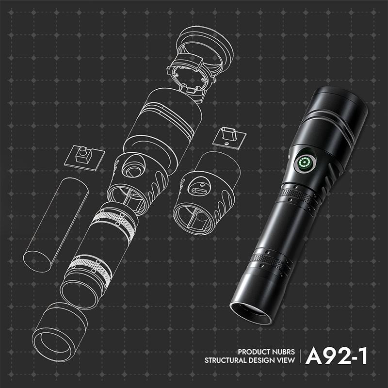 Профессиональный лазерный фонарь Алюминиевый сплав Перезаряжаемый прожектор Аккумулятор 1200 мАч Сверхяркий луч Дайвинг Охота Патруль