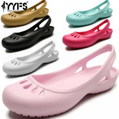 Летние новые легкие нескользящие туфли с отверстиями для женщин, медсестры, плоские сандалии, для улицы, пляжа, желе