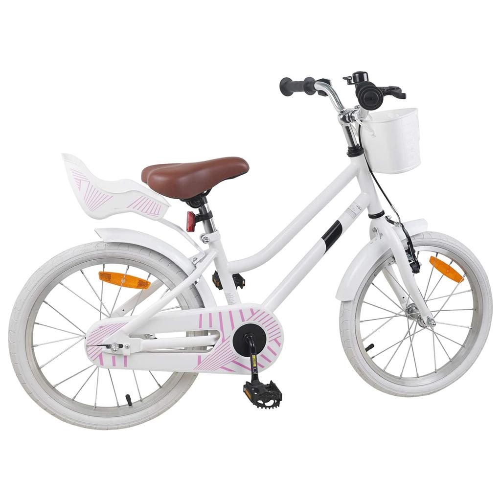 Kids Bicycle 18 Inch for Ages 5 7 White