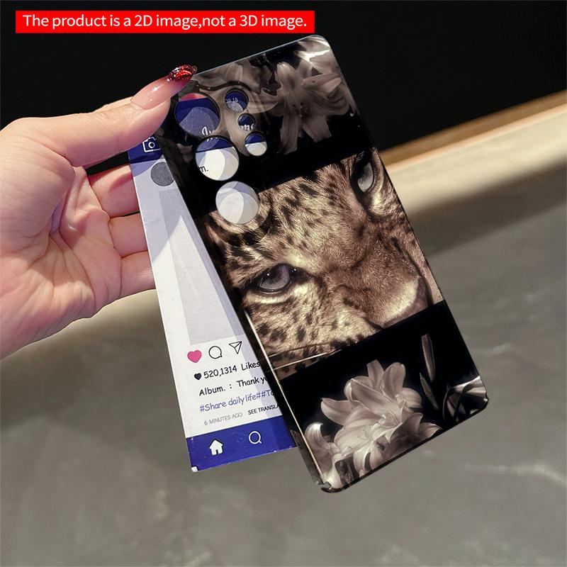 2DFlat Samsung phone case Leopard Eyes & Lilies Floral Design Applicable to Galaxy S22 S23 S24 S25ULTRA S26 A12 A13 A14 A15 A16