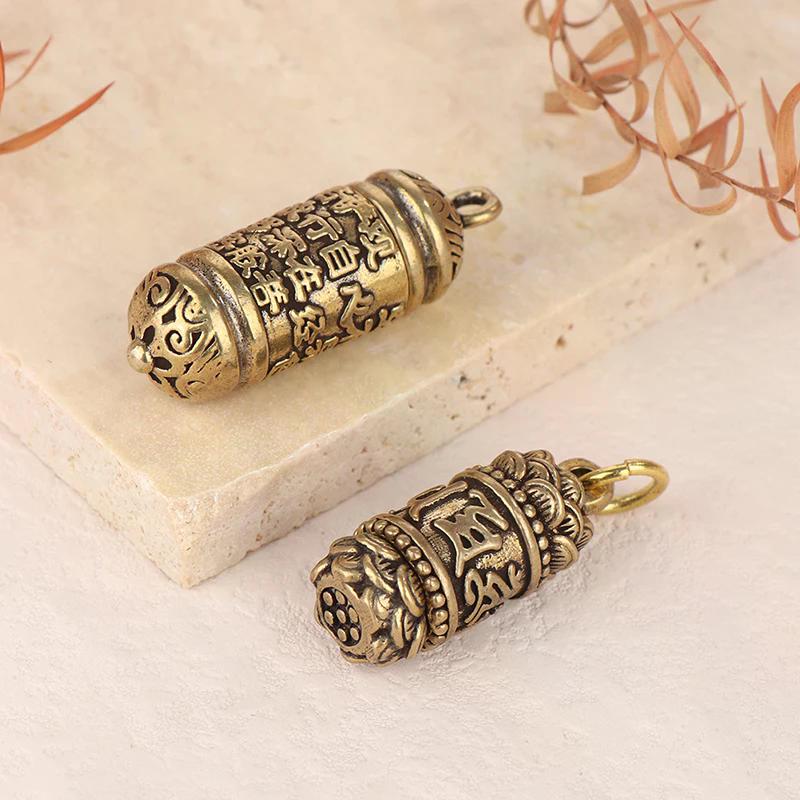 1 шт. полая латунная бутылка Будды сутра цилиндр кулон брелок ручной работы винтажная таблетка контейнер бутылка
