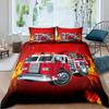 Firefighter Truck Duvet Cover Set Kids Firemen Car Vehicle Bedding Set For Boys Fire Engine Pattern King Size Comforter Cover