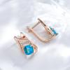 Square Blue Zircon Drop Shape Hollow Earrings Women Fashion Geometric Jewelry Party Accessories