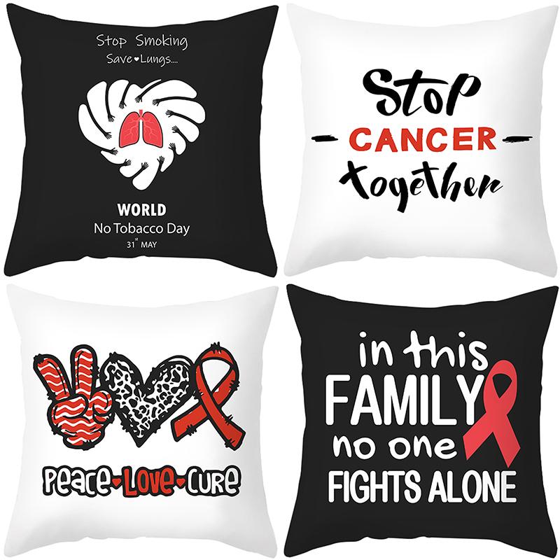 Peach Skin Pillow Cover Letter Ribbon Printing Sofa  Cushion  Household Goods