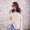 Casual Solid Knit Sweater Ladies V Neck Crew Neck Warm Daily Long Sleeve Blouse