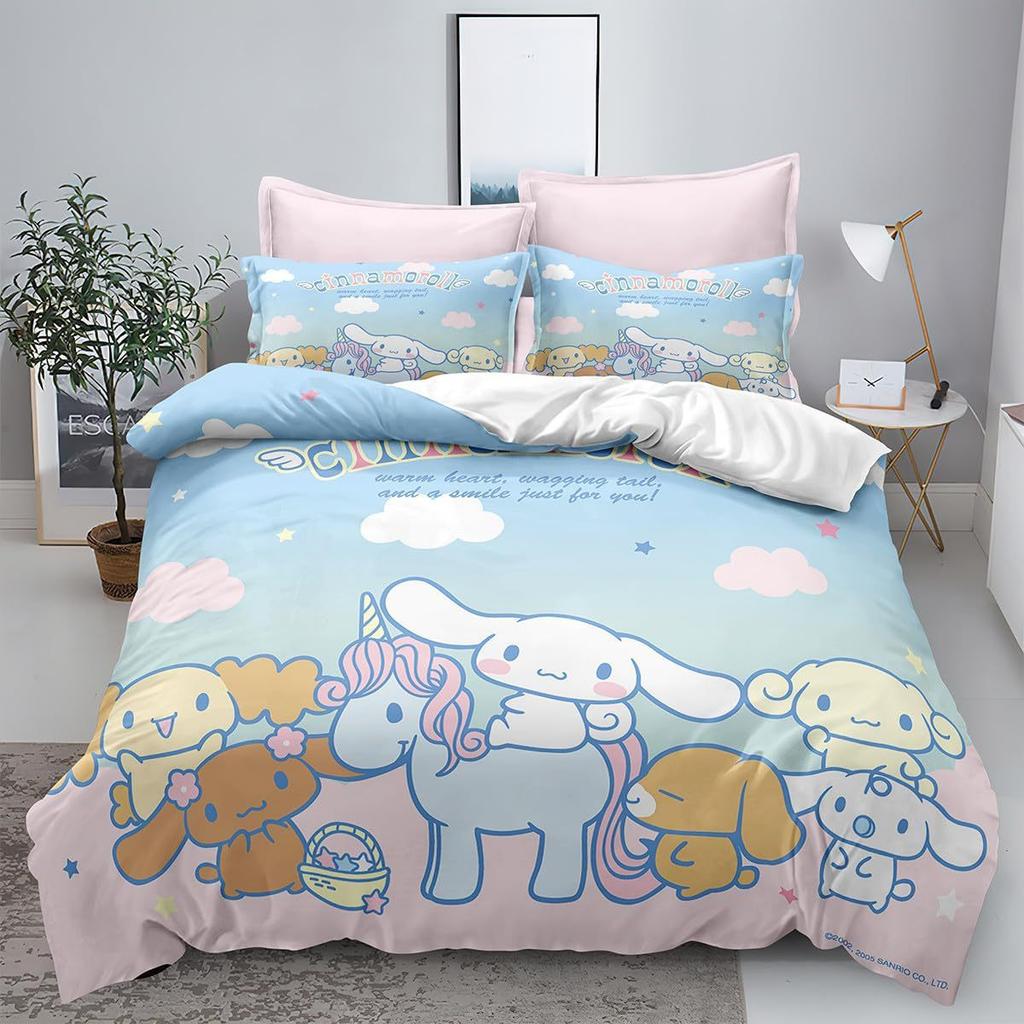 Sanrio Pom Pom Purin Cinnamoroll Постельные наборы Одеяло Стеганое покрывало Покрывало на кровать Пододеяльник Наволочка Наборы из 2-3 предметов для детей и взрослых