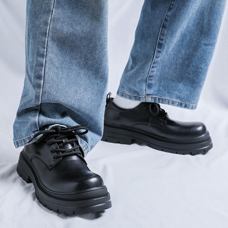 Туфли дерби на платформе Paris, мужские, высокого класса, черные, увеличивающие рост, кожаные туфли, британские туфли с большой головой 14404-R