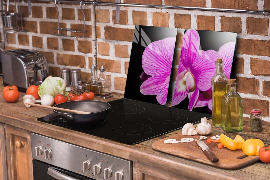 SZKLANA PŁYTA OCHRONNA DO KUCHNI 65x52 ORCHIDEA
