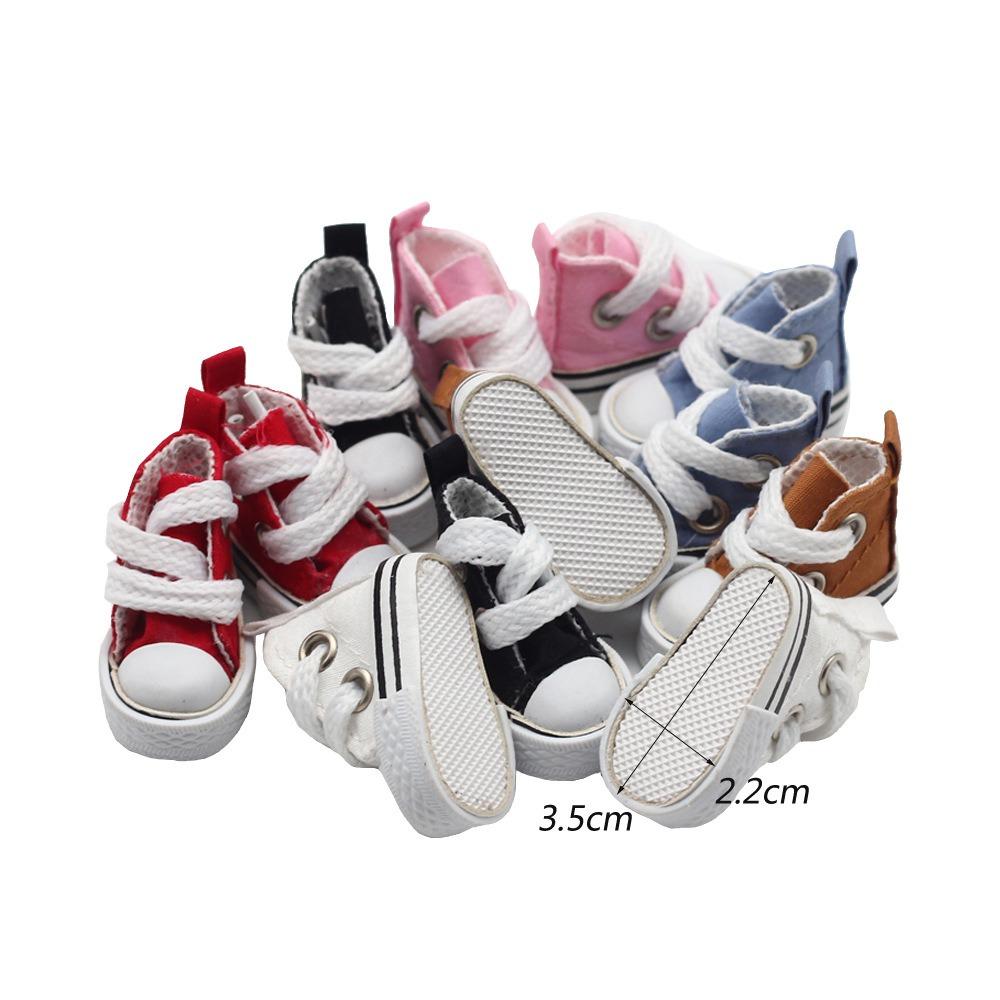 1 Pair Mini Doll Fashion Mini Canvas Shoes 3.5cm Mini Canvas Dolls Shoes  Plush Doll Shoes