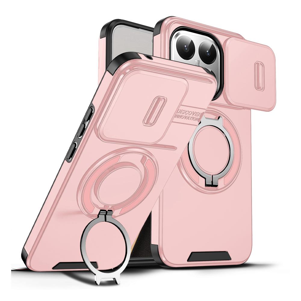 KEYSION Чехол для телефона с вращающейся на 360° подставкой-кольцом для Xiaomi 15T 15T Pro Силикон+ПК Сдвижная защита камеры Магнитная противоударная крышка