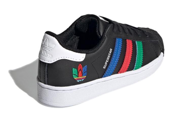 adidas Оригинальные SUPERSTAR C Удобные Устойчивые к истиранию Низкие Детские скейтбордические кроссовки Черный Белый Красный FW5237