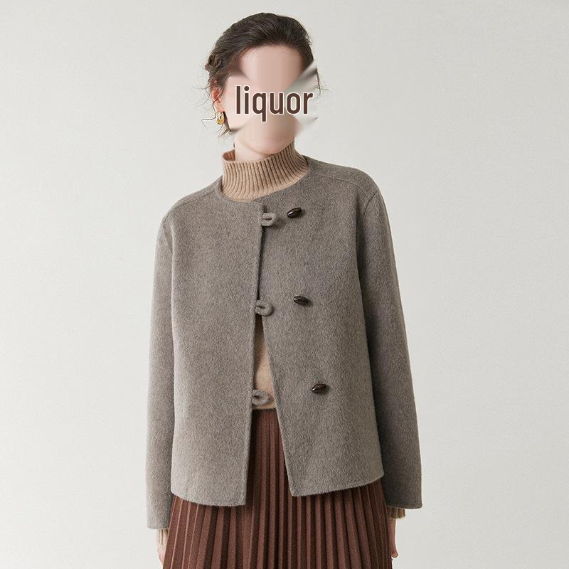 Women's High-End Wool Tweed Coat - Autumn/Winter 2025, Double-Faced and Loose Fit with a Round Neck In Little Fragrance Style