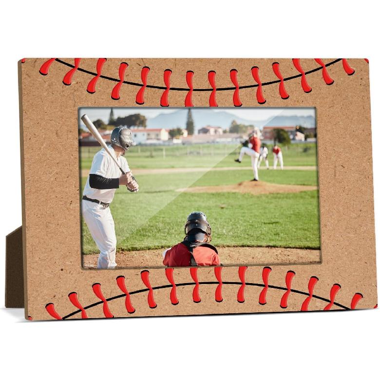 Soccer Balls Wooden Picture Frame, Birthday Gifts for Team Players Coach Brother Friends, Black and White Soccer Picture Frame Fits 4x6 Inch Photo,