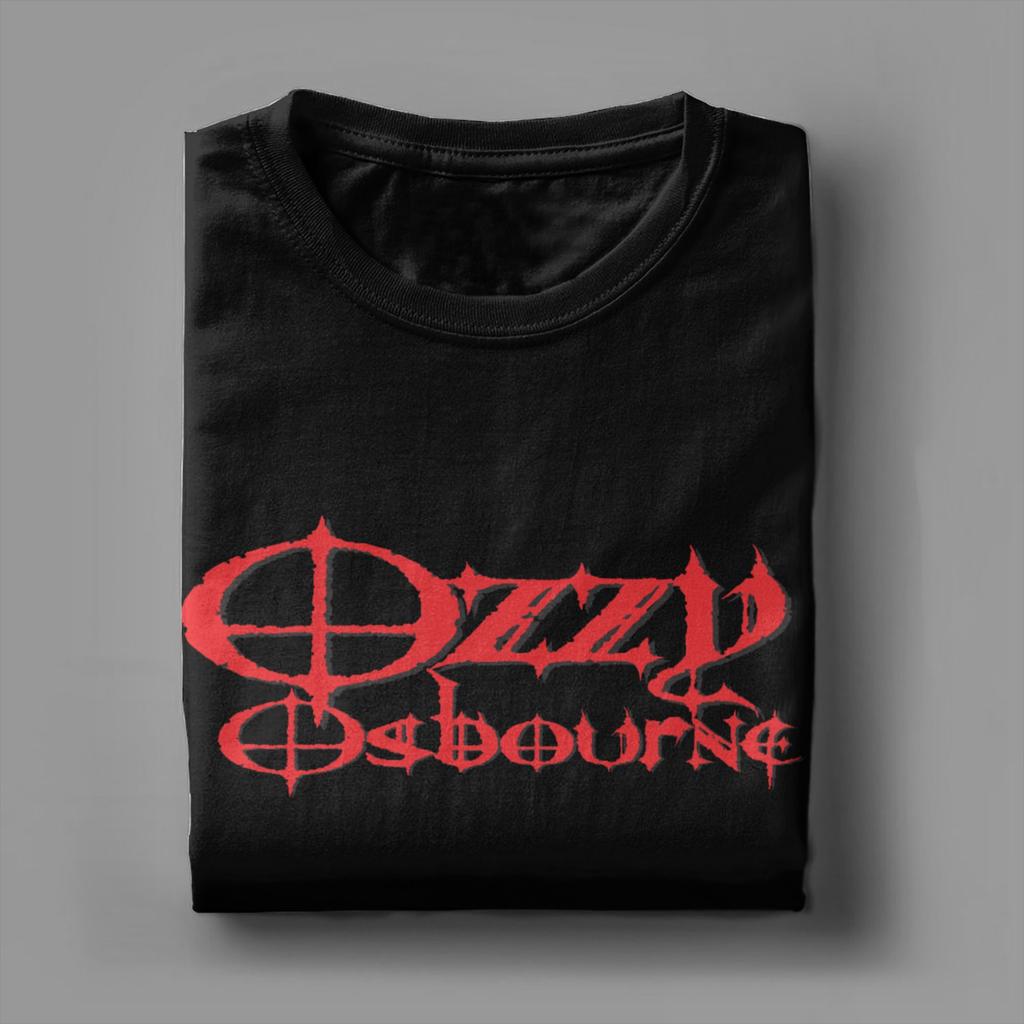 Novelty Ozzy Osbourne Logo T-Shirts for Men Round Neck Pure Cotton T Shirt Short Sleeve Tee Shirt Plus Size Clothes