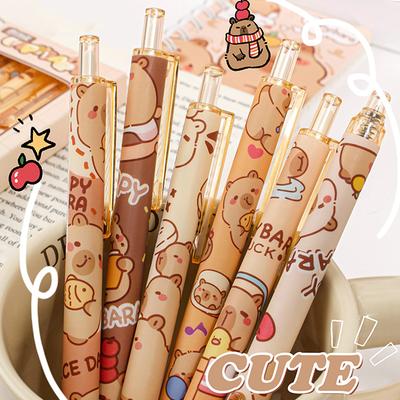 6 шт. милых гелевых ручек Capybara Pressing Kawaii, набор черных ручек для школы, мультяшная Capybara, нейтральная ручка, эстетические канцелярские принадлежности