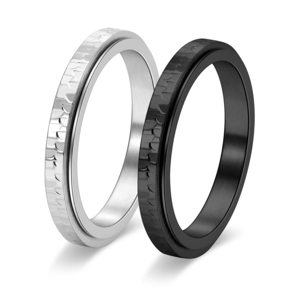 Изысканное кованое вращающееся кольцо шириной 3 мм из нержавеющей стали, элегантное женское украшение, кольцо на мизинец