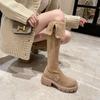 White knee boots 2024 new folded two wear thick heel velvet boots women's tall knight boots