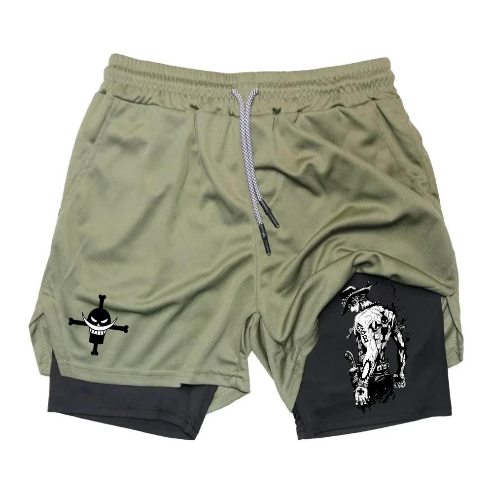 Muay Thai Kickboxing Boxing MMA Onepiece Pirate Ace Whitebeard Cartoon Japan Shorts Unisex Workout Quick Dry Print Elastic Waist Training