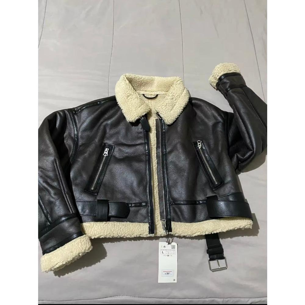 Женская мода толстая теплая искусственная овчина куртка пальто винтажная с длинным рукавом пояс подол женская верхняя одежда