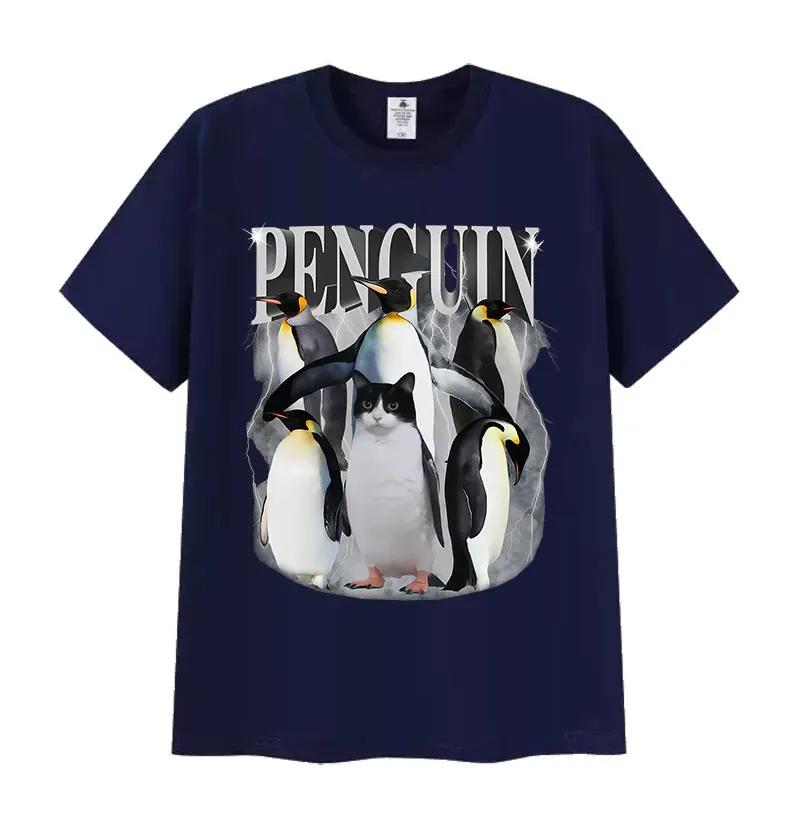 Cute Penguin Funny Meme T Shirt Men Women Vintage Fashion High Quality Cotton T-shirts Tops Casual Clothing Short Sleeve T-shirt